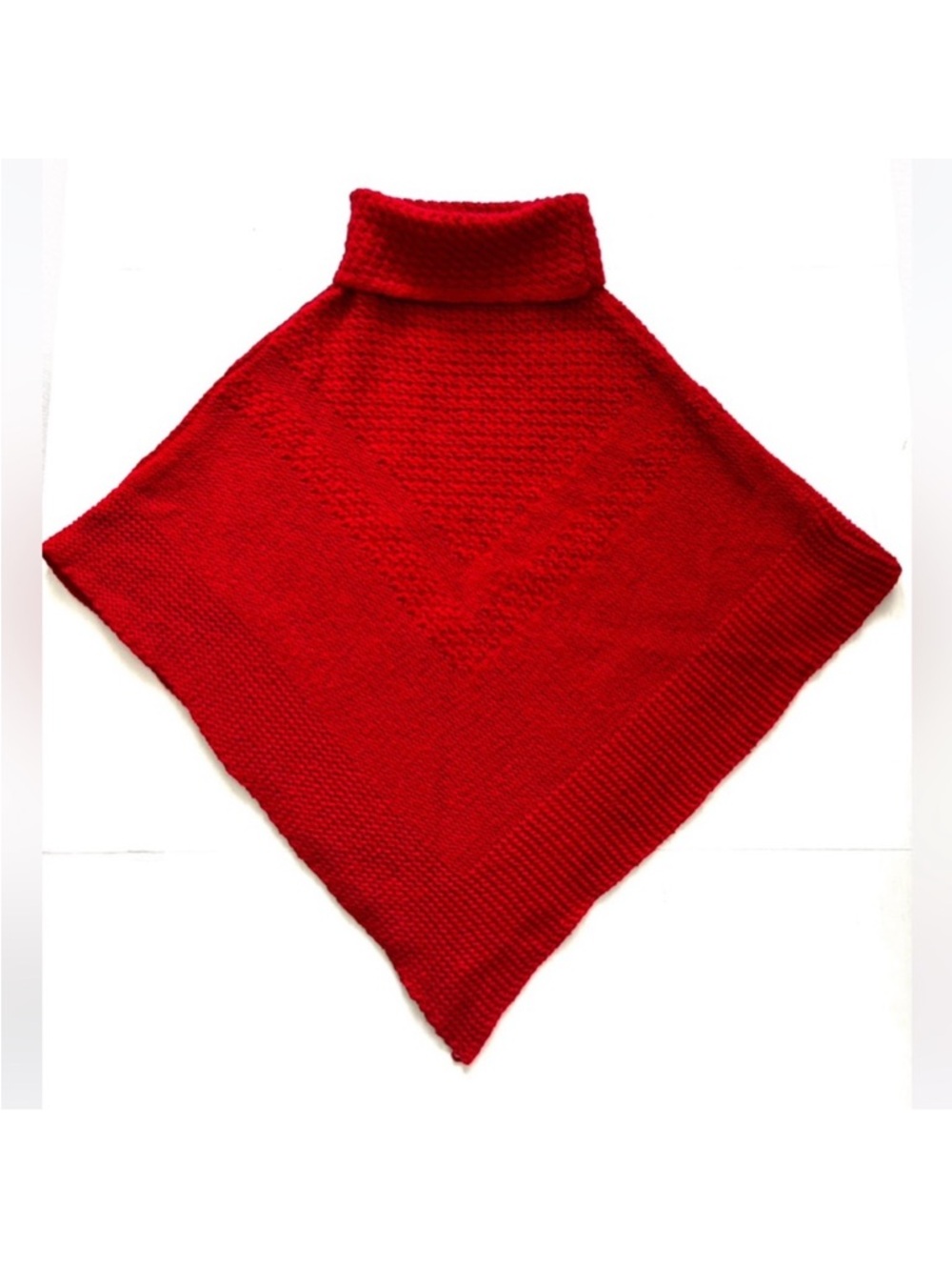 Old Navy Knit Poncho Sweater‎ Wool Blend Cowl Neck Red Women’s Size XS/S